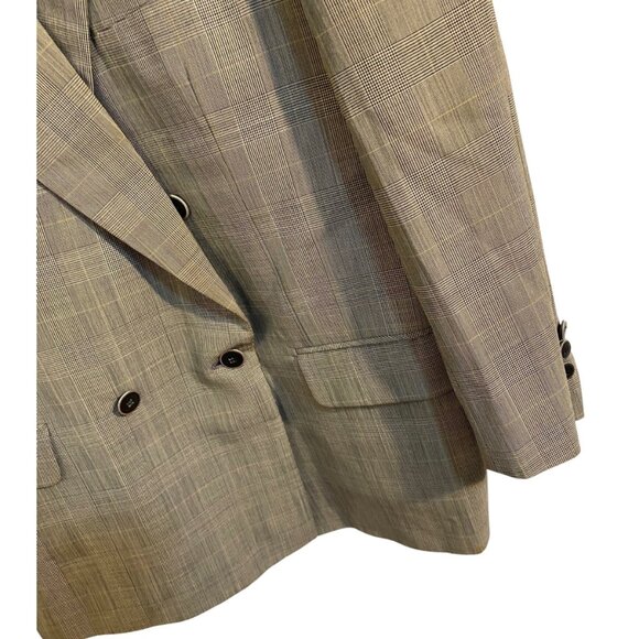 ROGATIS Brown Tweed Plaid Print Men's Vintage Suit Jacket Blazer Sz. S / M - Picture 6 of 12